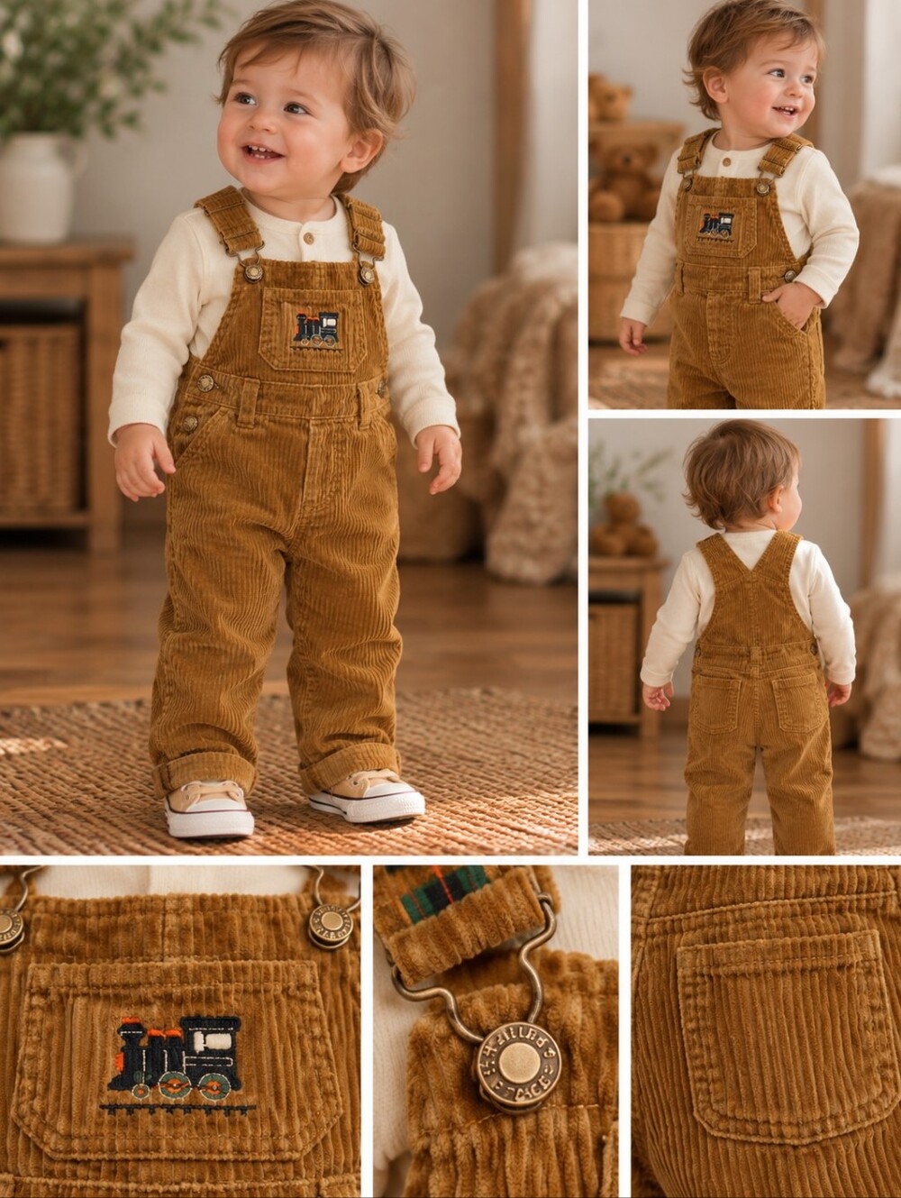 The Children's Place Vintage-Style Corduroy Overalls – 24 Months 🚂🤎